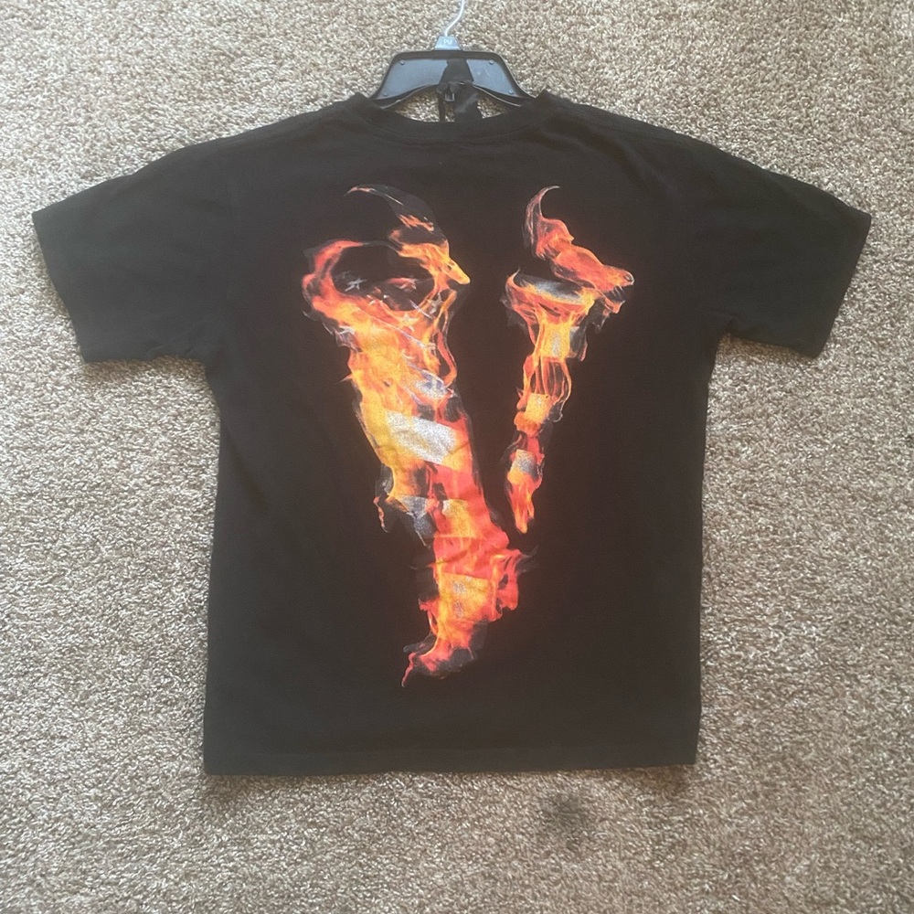 VLONE Black Tee with Flame Design - Picture 2 of 3